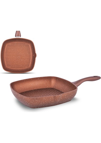 Granit Grıll Kare Tava 28 Cm Bakır
