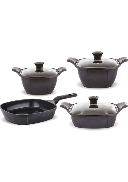 Nirvana 7 Parça Granit Döküm Set Siyah