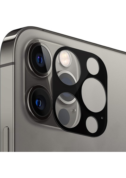 Apple iPhone 12 Pro Kırılmaz Cam Kamera Lens Koruyucu Komple Cam Siyah