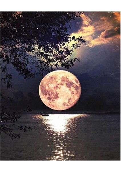 Sayılarla Boyama Seti Kasnaklı Gece ve Dolunay 60 x 75 cm