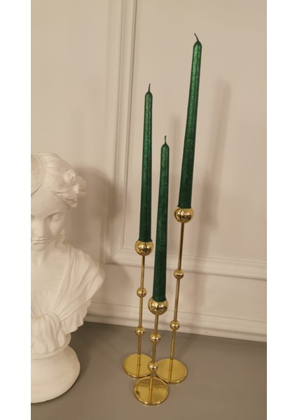 Iv Candles 6lı Zümrüt Yeşili Varaklı Şamdan Mumu