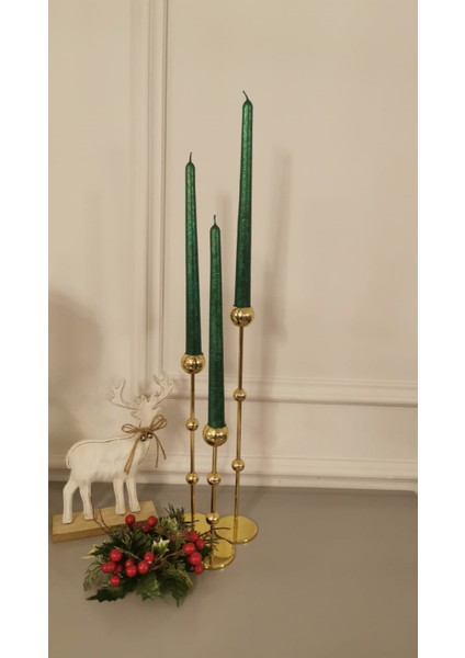 Iv Candles 6lı Zümrüt Yeşili Varaklı Şamdan Mumu