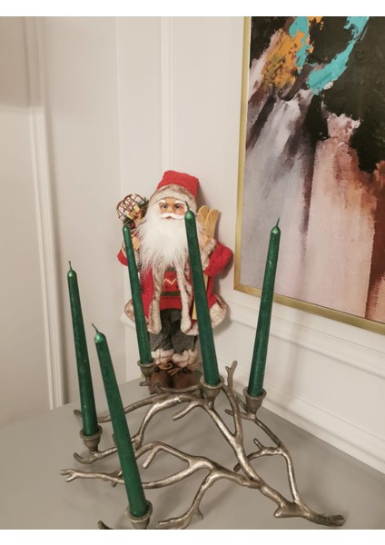 Iv Candles 6lı Zümrüt Yeşili Varaklı Şamdan Mumu