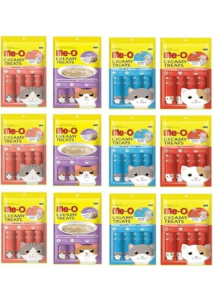 Me-O Krema Sıvı Kedi Ödülü 15GR 4lü 12 Paket