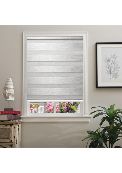 Hazır Hasır Bambu Zebra Stor Perde Gri 80X200CM