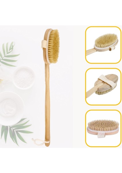 Doğal At Kılı Sapı Çıkabilen Ahşap Banyo Fırçası