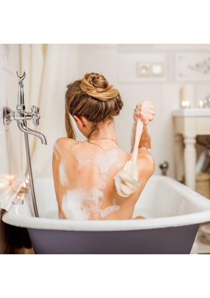 Doğal At Kılı Sapı Çıkabilen Ahşap Banyo Fırçası