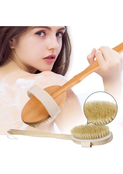Doğal At Kılı Sapı Çıkabilen Ahşap Banyo Fırçası