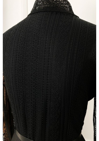 G0015 Dantel Detay Piliseli Elbise Siyah fırsatları