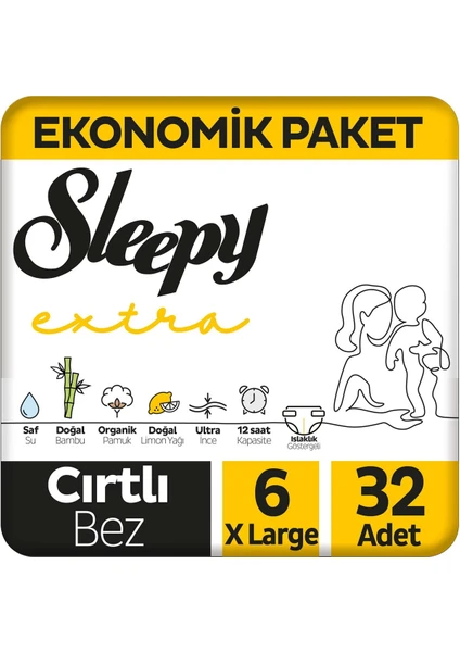 Extra Günlük Aktivite Ekonomik Paket Bebek Bezi 6 Numara Xlarge 32'li