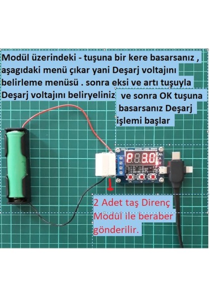 ZB2L3 18650 Lityum Pil Kapasite Ölçer Test Cihazı Deşarj