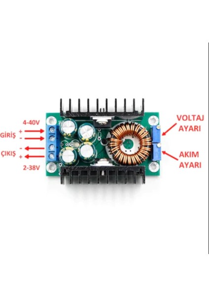 XL4016 Dc-Dc Akım Voltaj Düşürücü Regülatör Güç Kaynağı 10A 300W