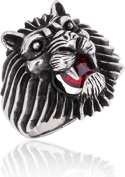 Gümüş Aslan Kafası Erkek Yüzük