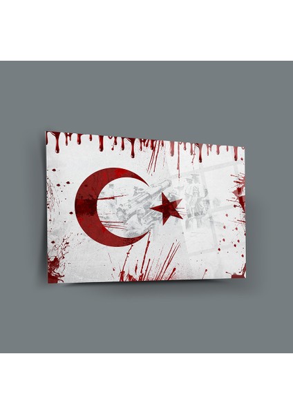 Kanlı Bayrak Cam Tablo-Bayrak Tablo