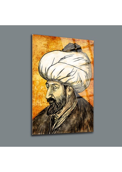 Fatih Sultan Mehmet Portre Cam Tablo-Padişah Tablosu