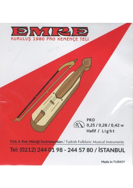 0.25 / 0.28 / 0.42 Light Pyramid Takım Tel Kemençe Teli