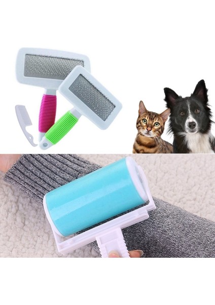 Yıkanabilir Pratik Tüy Ve Toz Toplama Rulosu + Kedi Köpek Telli Küçük Boy Tüy Bakım Seti