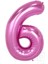 80 cm Pembe Folyo 6 Rakam Balon 34 Inc Parti Sayı Doğumgünü Balonu 1