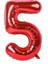 100 cm Kırmızı Folyo 5 Rakam Balon 40 Inc Parti Sayı Doğumgünü Balonu 1