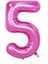 100 cm Pembe Folyo 5 Rakam Balon 40 Inc Parti Sayı Doğumgünü Balonu 1