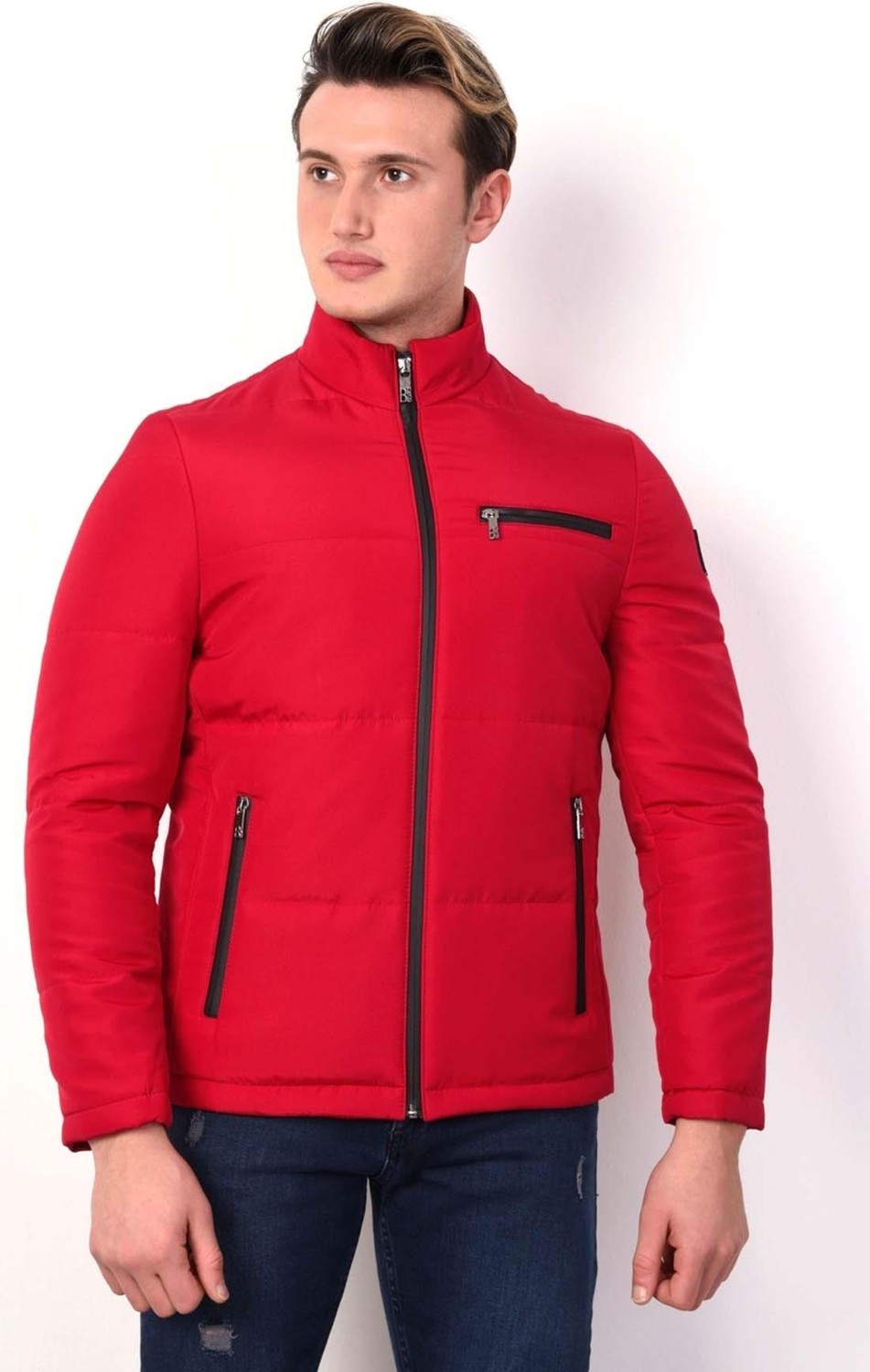 Akçaylar Dik Yaka Regular Fit Fermuarlı Erkek Kapitone Mont