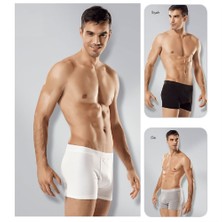 Gümüş 3'Lü Paket Erkek Likralı Beyaz Boxer