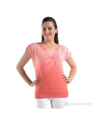 Sistas V-Yaka Kadın Penye Bluz Sbl13113196 Mercan