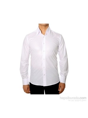 Efor Erkek G 565 Slim Fit Dik Yaka Pamuk Saten Uzun Kol Klasik Beyaz Gömlek