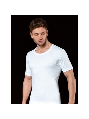 İki Yıldız  6'Lı Paket Açık Yaka Erkek Fanila Beyaz