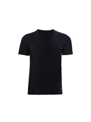 BLACKSPADE 9239 ERKEK TENDER COTTON V YAKA KISA KOL SİYAH T-SHİRT