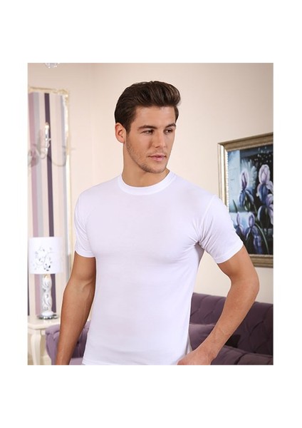 3'Lü Paket Sıfır Yaka Erkek Fanila Beyaz