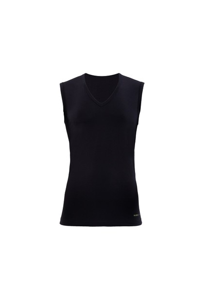 9677 ERKEK TENDER COTTON V YAKA SIFIR KOL 2 Lİ SİYAH ATLET