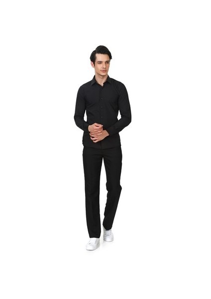 Erkek Siyah Slim Fit Uzun Kol Gömlek fiyatları