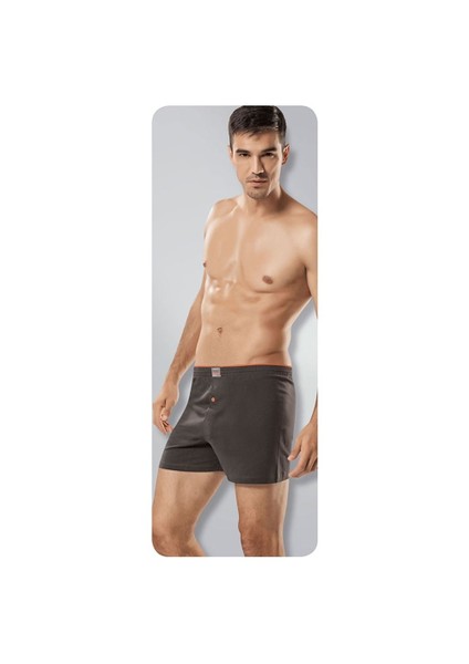 3'Lü Paket Erkek Havlu Bel Düğmeli Boxer Füme