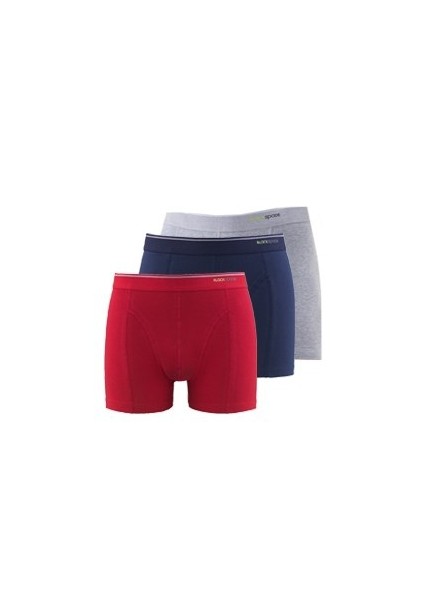 9673 ERKEK TENDER COTTON 3 LÜ GRİ-KIRMIZI-LACİVERT BOXER