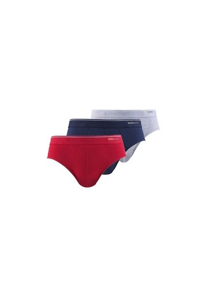 Tender Cotton Erkek Slip Külot 3lü Paket 9672 Lacivert-Kırmızı-Gri Melanj