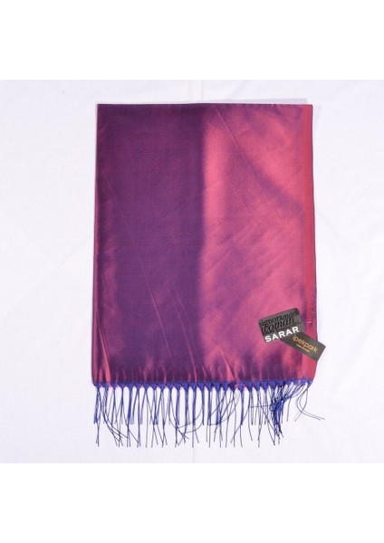 İpeksi Tafta Şal Bordo Saks Tonlu 18703