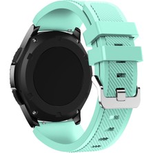 Nezih Case Samsung Gear S3 Frontier Uyumlu Klasik Çizgi Desenli 22MM Silikon Kordon Nane Yeşil