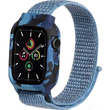 TahTicMer Apple Watch Uyumlu 42 mm Kordon Kayış 360 Komple Hasır Örme Desenli Çerçeve Korumalı