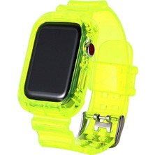 TahTicMer Apple Watch Uyumlu 38 mm Kordon Kayış Şeffaf Silikon 360 Komple Çerçeve Korumalı