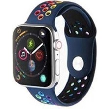 TahTicMer Apple Watch Uyumlu Seri 7 45 mm Kordon Kayış Renkli Silikon Şık Görünümlü Spor Kayışı