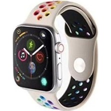 TahTicMer Apple Watch Uyumlu Seri 7 41 mm Kordon Kayış Renkli Silikon Şık Görünümlü Spor Kayışı