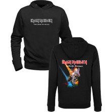 Alfa Tshirt Iron Maiden Tasarımlı Resimli Siyah Ön Arka Baskılı Çocuk Sweatshirt