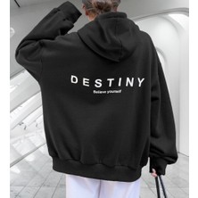 Amor Man Kapüşonlu Destıny Sırt Baskılı Yeni Stil Dış Mekan Oversize Bol Kesim Kadın Sweatshirt