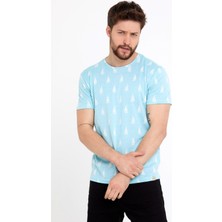 Polo State Erkek Jakarlı Basic T-Shirt Mavi