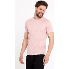 Polo State Erkek Jakarlı Basic T-Shirt Pembe
