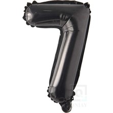Qniay 100 cm Siyah Folyo 7 Rakam Balon 40 Inc Parti Sayı Doğumgünü Balonu