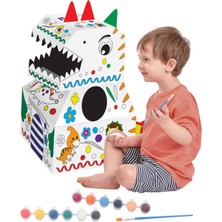 Kalavika Çocuk Oyun ve Boyama Evi Diy Karton Oyuncak Üç Boyutlu Monte Grafiti Giyilebilir Dinozor Boyama Seti (Yurt Dışından)