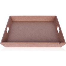 E Hobici Ahşap Kare Açılı Dik Tepsi Büyük 42x42cm