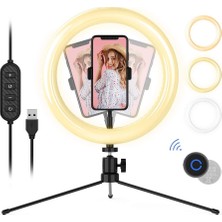 Wonew ZJ27 10 Inç Masaüstü Halkası Işık Tripod Desteği ile Bluetooth LED Dolgu Işık (Yurt Dışından)